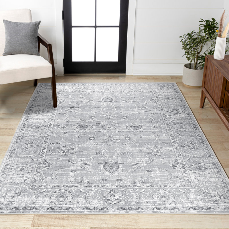 Tapis persan gris pâle rétro moderne Laxton, Rectangle 3 pi x 5 pi