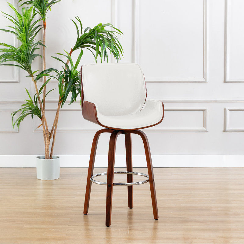 Tabouret de bar pivotant Mid-Century 27,55 po Livingston, Blanc