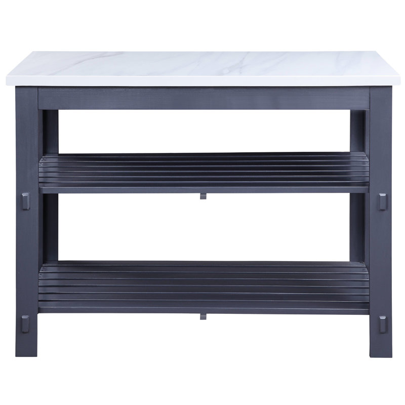 Îlot de cuisine en marbre gris avec rangement pratique avec marbre artificiel