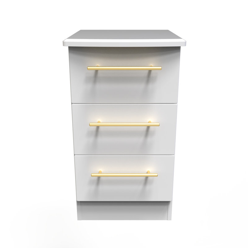 Fully Assembled Lenae 3 Drawer Bedside Table