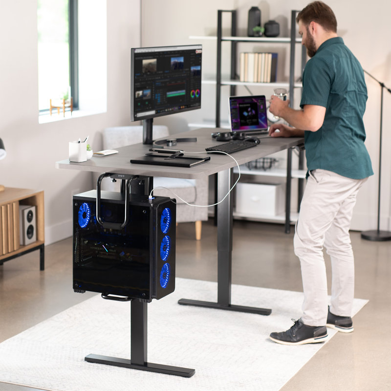VIVO Black Heavy Duty Adjustable Under-Desk PC Mount, Computer Case ...