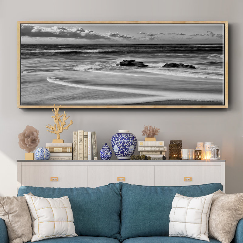 Whispering Sands Beach- Framed Canvas, 12" H x 30" W
