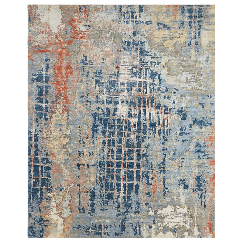 Bergess Wool Abstract Area Rug, Rectangle 8'6" x 11'6"