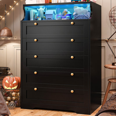 black and light wood dresser Hargrove 6-Drawer Dresser (66")