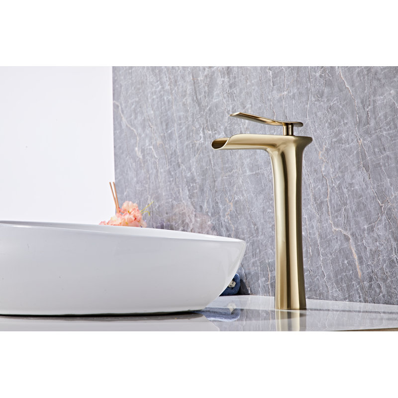 Single-Hole Single-handle Bathroom Faucet with Drain Assembly, Brushed Gold
