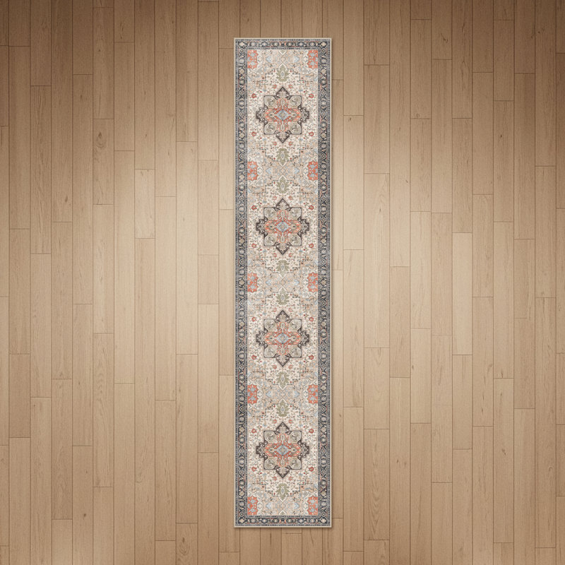 Tapis oriental performance Roehit, Tapis de couloir 2 pi x 10 pi, Bleu / Orange