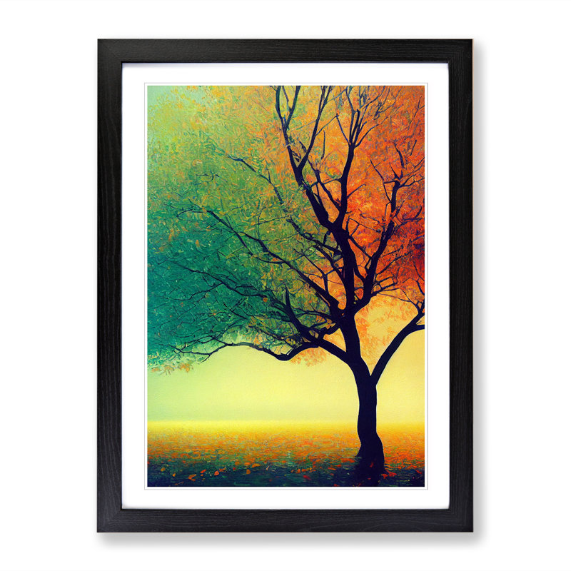 Tree Impressionism - Single Picture Frame Print, Black, 34cm H x 25cm W x 2cm D