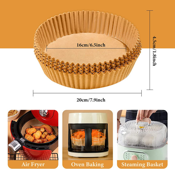 3/10/25/50/100pcs Air Fryer Paper Liner Disposable Air Fryer Parchment Paper  Non-Stick , Oil-proof, Water-proof for Air Fryer,Steaming Basket and  Kitchen Oven Baking Paper with Square,Round and Rectangle Shapes