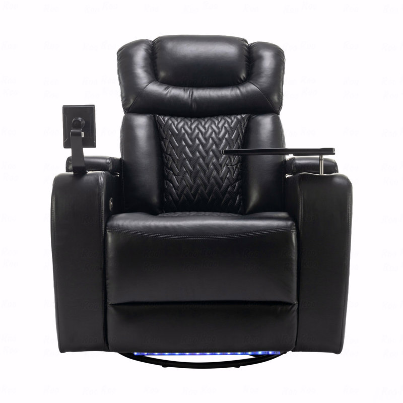 270 Degree With Swivel Function PU Leather With Power Recliner Function Individual Seat Home Theater Recliner With Tray Table, With Phone Holder, Cup Holder, With USB Port Port, Hidden Arm Storage For Living Room