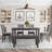Dining Room Table and Chairs with Bench, Rustic Wood Dining Set, Set of 6-1736895997-1736895998