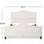 Grand lit tapissier, tête de lit arquée et ornement tête de clou digne, bouton, aucun sommier requis, structure facile à assembler-804663930