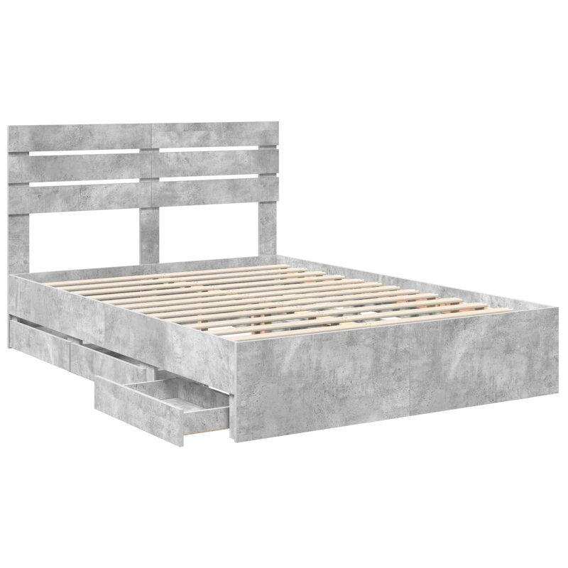 Bed Frame, European Kingsize (160 x 200 cm), Concrete Grey