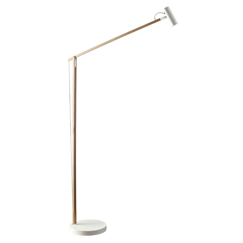 Dalila 60.5'' LED Task Floor Lamp, Natural Ash Wood/White