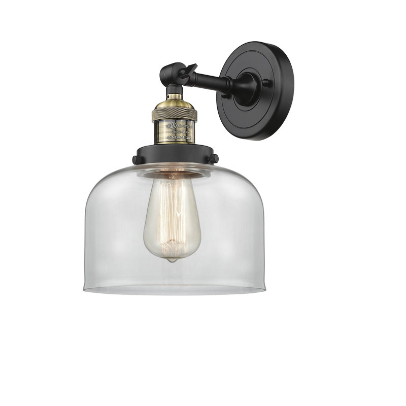 Plafonnier simple semi-encastré 8 lumières Handley, Ampoule non incluse, Laiton antique noir, Transparent