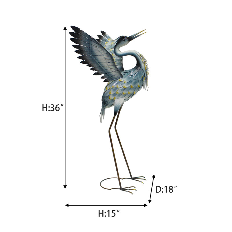 Statue d'extérieur en métal Heron