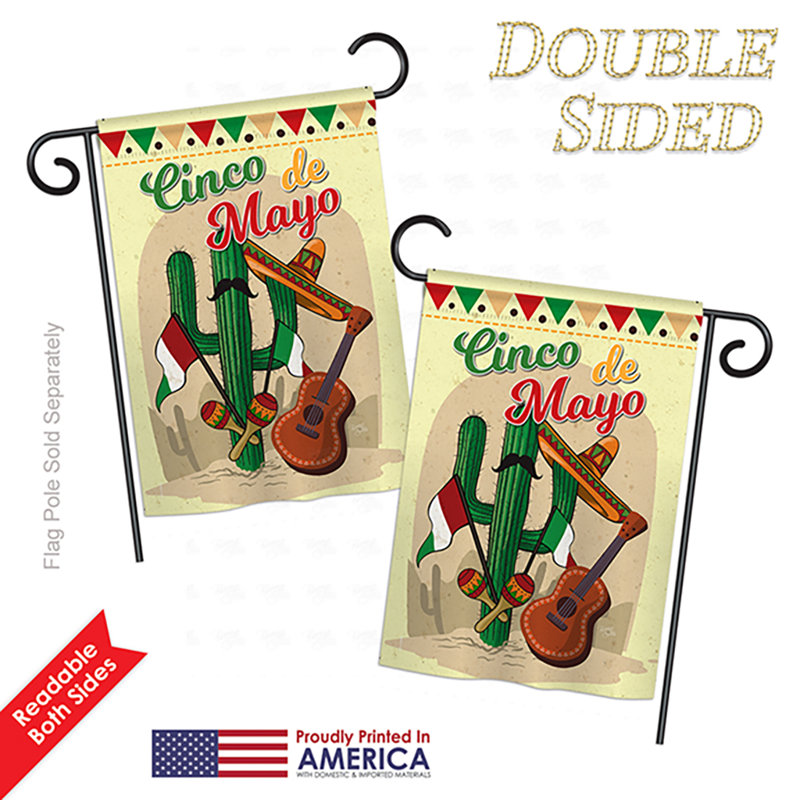 Fiesta cinco de mayo et de polyester à 2 côtés 18,5 x 13 po drapeau de jardin
