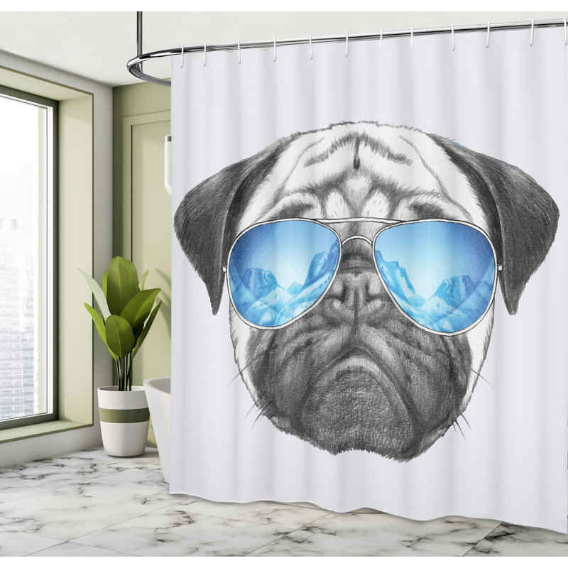 Ensemble de rideau de douche et crochets carlin, H 70 po x l 69 po, Bleu pâle, mauve pâle
