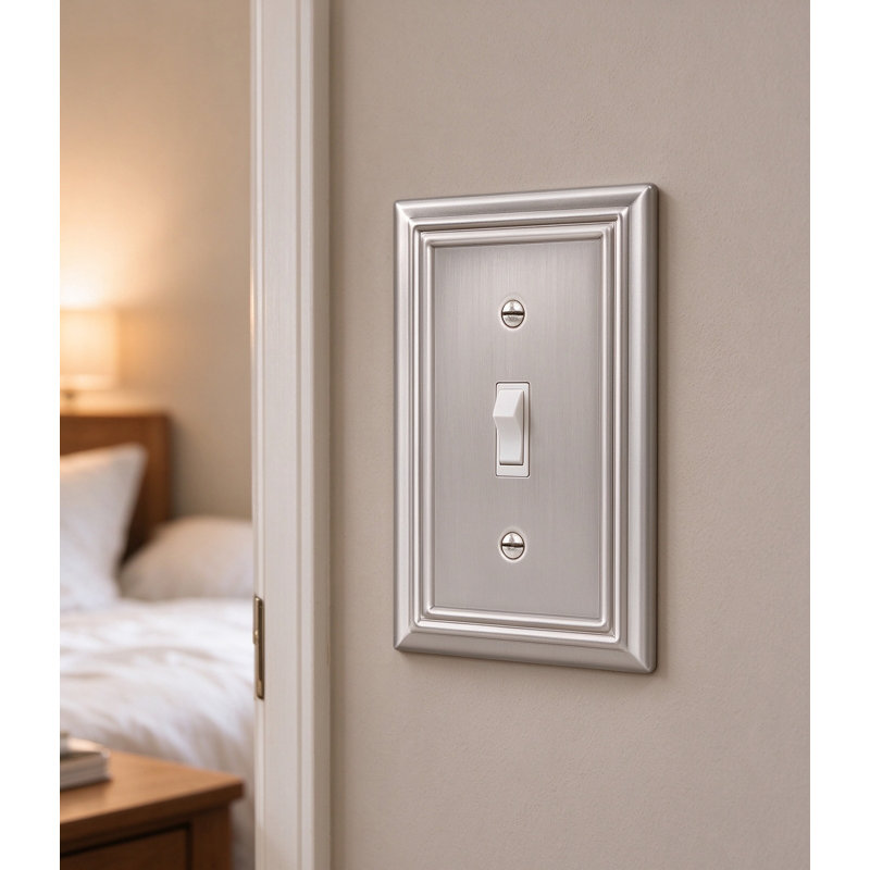 Brushed Nickel Metal Toggle Light Switch Plate, Decorative Wall Switch Cover for Kitchen Bedroom Living Room