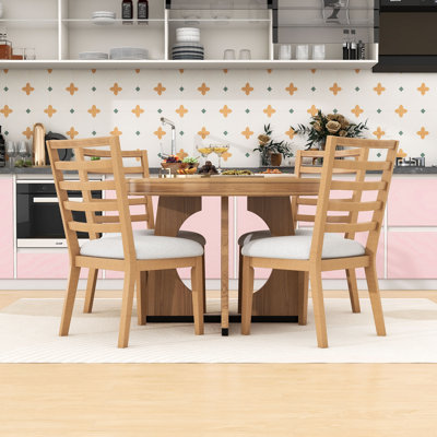 5 Piece Dining Table Set with Removable Leaf