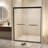 44-48" W × 72" H Tempered Glass With Explosion Proof Film, Aluminum Frame Double Sliding Shower Door, "1/4 (6 Mm), Stainless Steel Handle, Shower Door