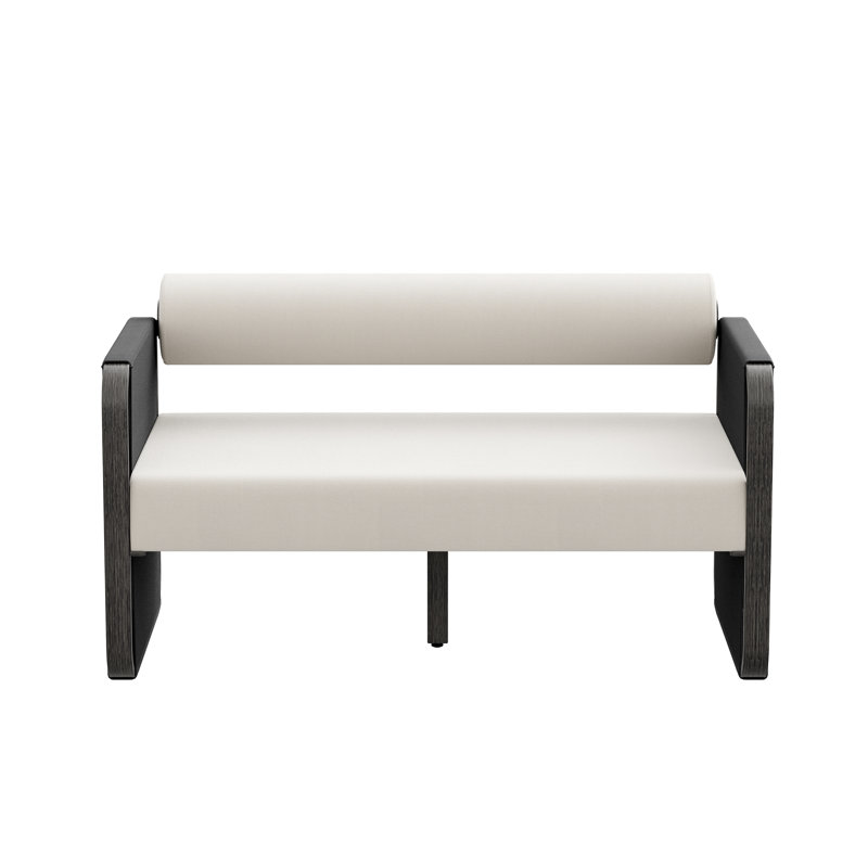 Causeuse d'extérieur en aluminium et PEHD avec coussins Sunbrella, Noir, noir, noir, noir