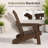 Brown Outdoor HDPE Folding Adirondack Chair with Retractable Ottoman and Cup Holder (Set of 2)-2030283533