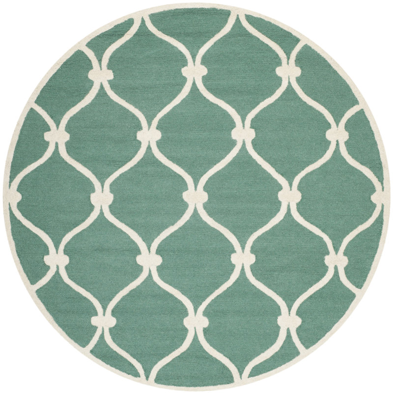 Cannen Hand Tufted Wool Geometric Rug, Round 6'