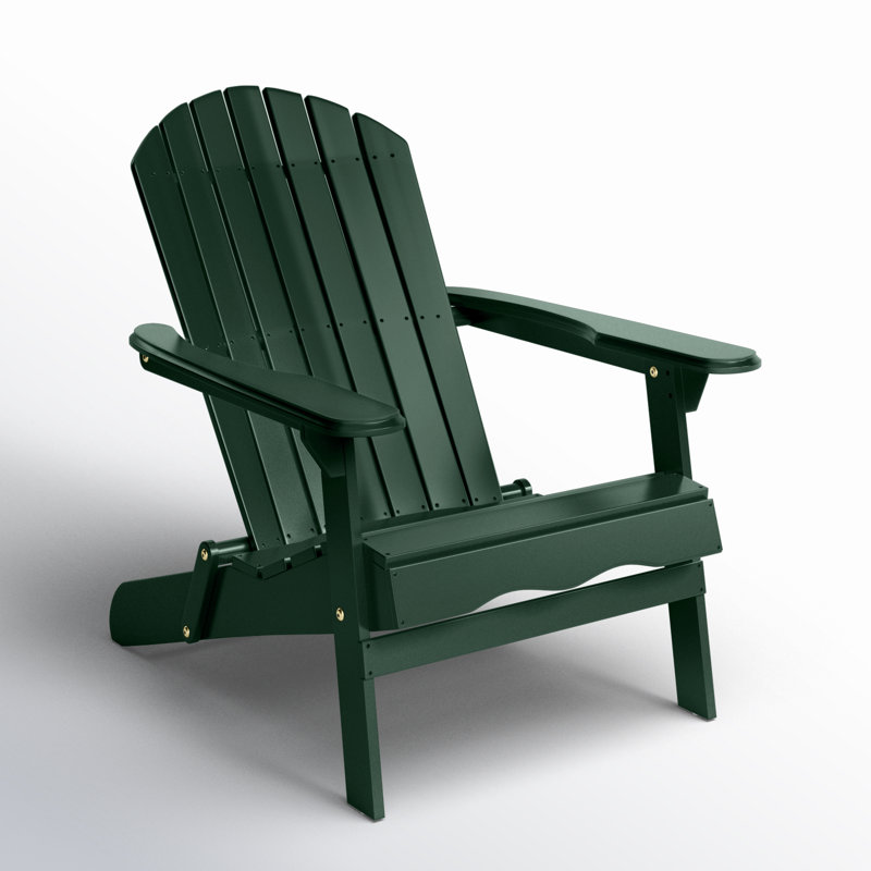 Chaise Adirondack pliante en bois massif Kalicki, Vert foncé
