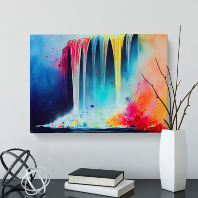 Waterfall Paint Splatter Vol.3 Abstract - Wrapped Canvas