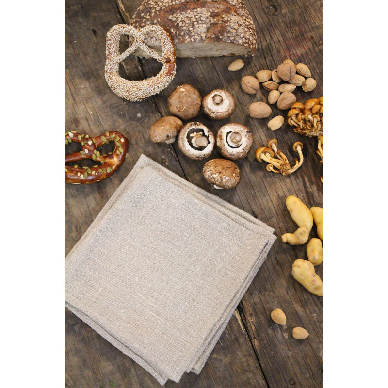 Ensemble de 4 serviettes de table Thieffry, lin naturel brut, naturel