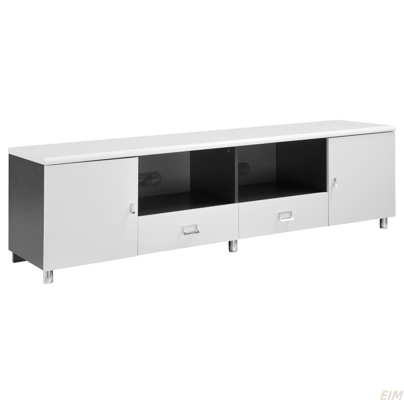 Console à 2 tiroirs blanc brillant