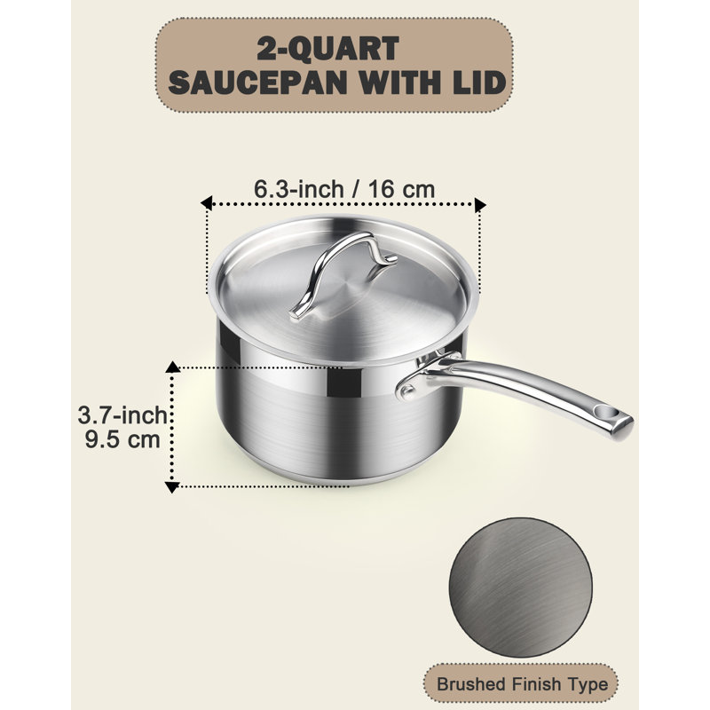 Professional 2-Quart Stainless Steel Saucepan with Lid
