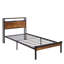 Lit plateforme en métal avec tête de lit et ligne en bois, lumières à DEL, télécommande, sommier non requis, rangement facile, assemblage facile, style moderne-1177401125