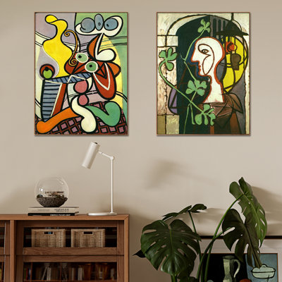 "Art encadré", ensemble de 2 pièces par Pablo Picasso, série d'art mural n ° 60 pour les décorations de bureau à domicile