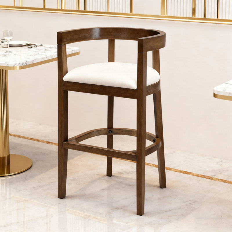 Tabouret de comptoir en bois d'hévéa, Noyer