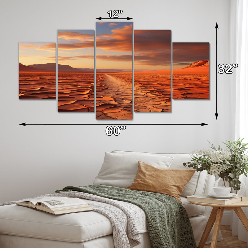 «Scenic Landscape Desert Mirage II», art mural sur toile, 5 panneaux