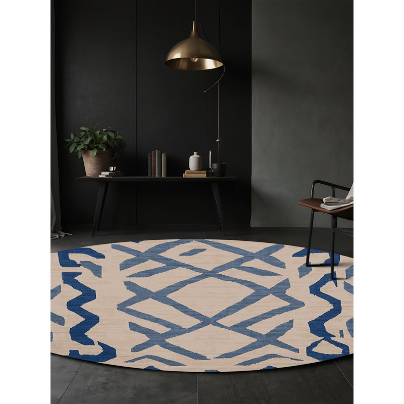 Machine Washable Gray Area Rug, Round 5'