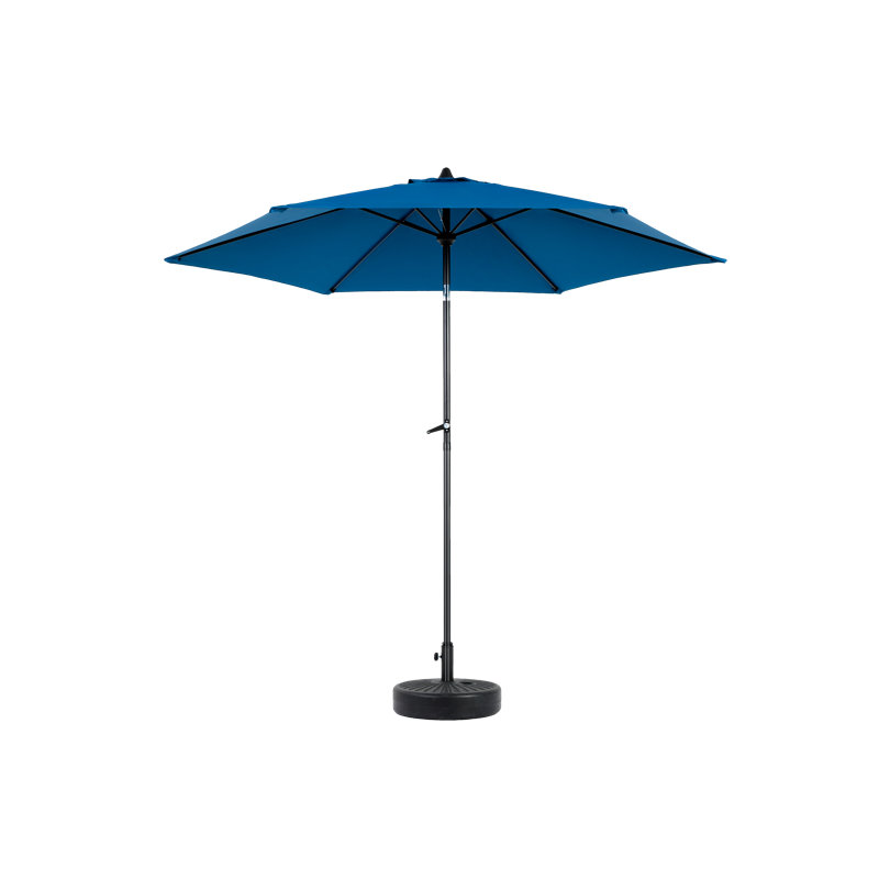 Parasol de table d'extérieur 9 pi avec parasol inclinable et manivelle (base non incluse), Bleu très foncé