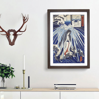 In the Waterfall by Utagawa Kuniyoshi - Framed Print