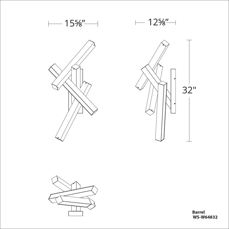 Chaos 4 - Light LED Flush Mounted Sconce, Aged Brass