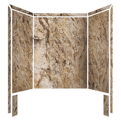 FlexStone Royale 60"W x 36"D x 80"H Alcove Bathtub/Shower Surround in Golden Beaches