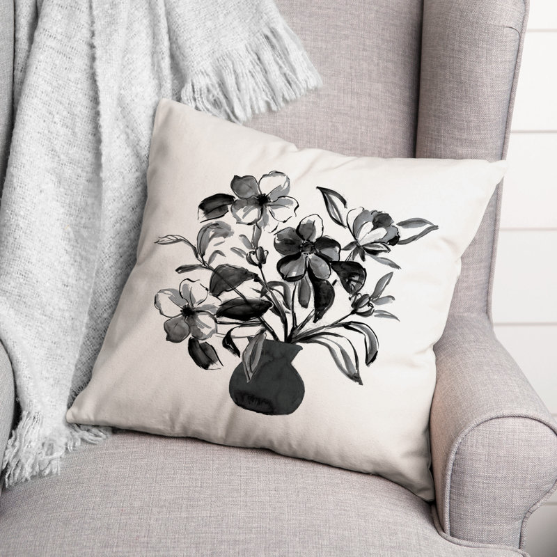 Coussin Monochromatique à motif floral I