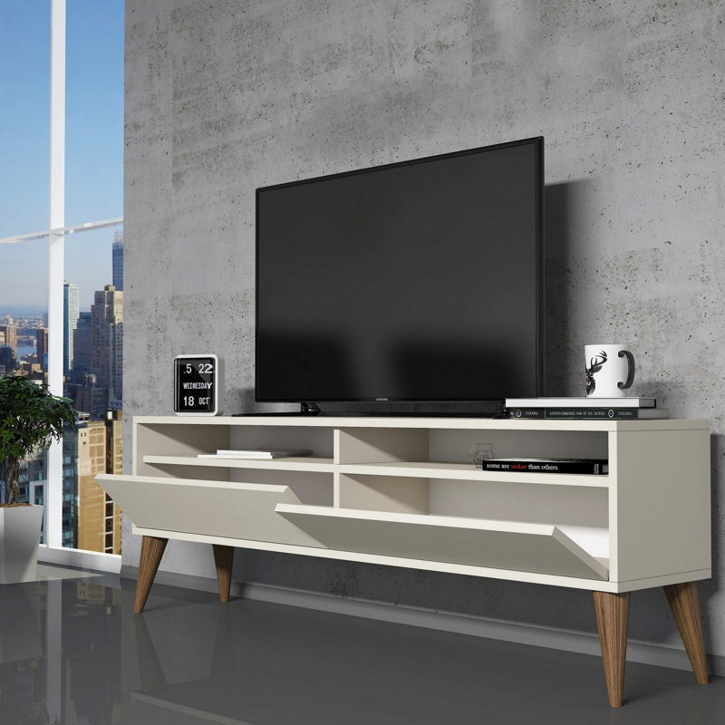 Meuble télé 59,1 po x 23,6 po x 19,7 po Modern | 100% panneau de particules enduit de mélamine, épaisseur: 0,7 pouce | Conception élégante et fonctionnelle pour le salon, durable et facile à nettoyer, parfaite pour le divertissement à domicile