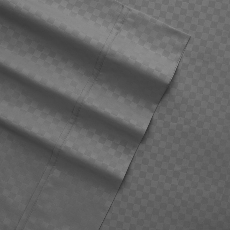 Becky Cameron Checkered Embossed Bed Sheet Set, Light Gray, Queen Sheet Set + 1 Fitted Sheet + 2 Pillowcases