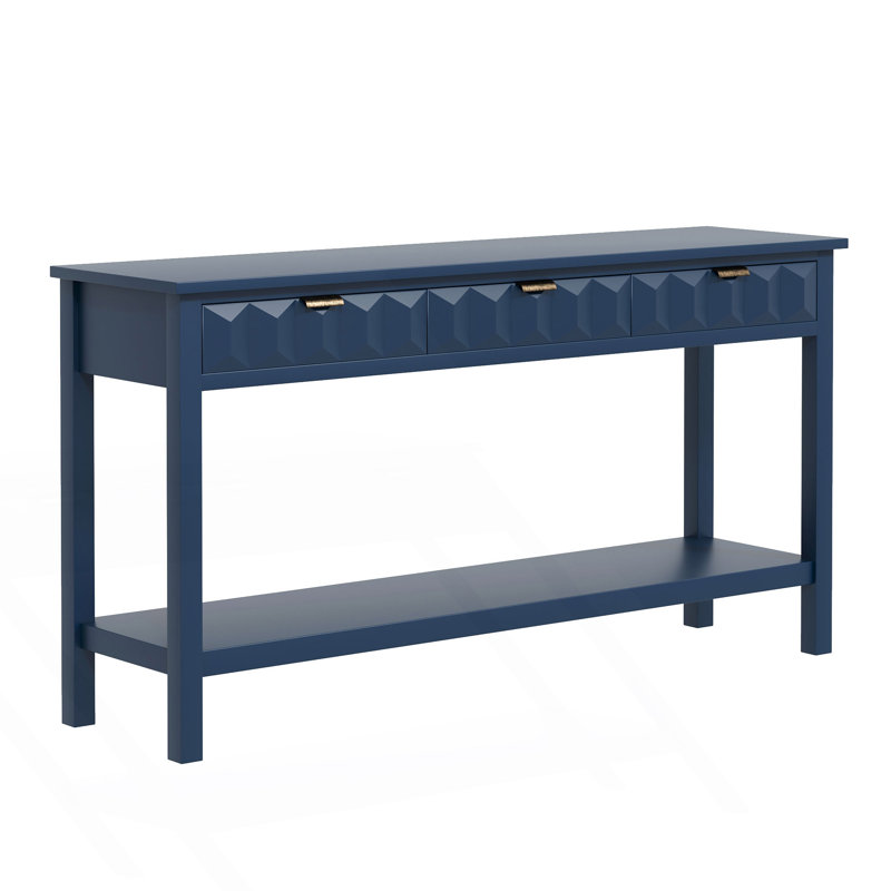 Entryway Table With Honeycomb-Patterned Fronts, Modern Stylish Console Table With 3 Drawers