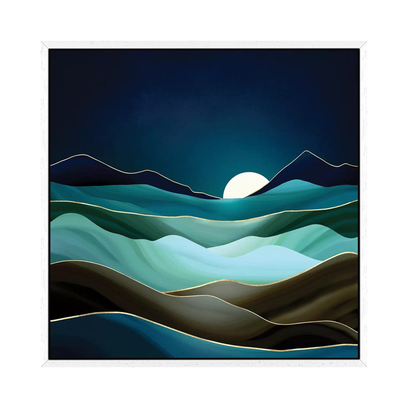 Moonlit Vista - Print on Canvas, White Framed, 66.04 cm H x 66.04 cm W