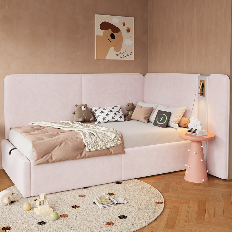 Single (3') Ottoman, Pink Velvet