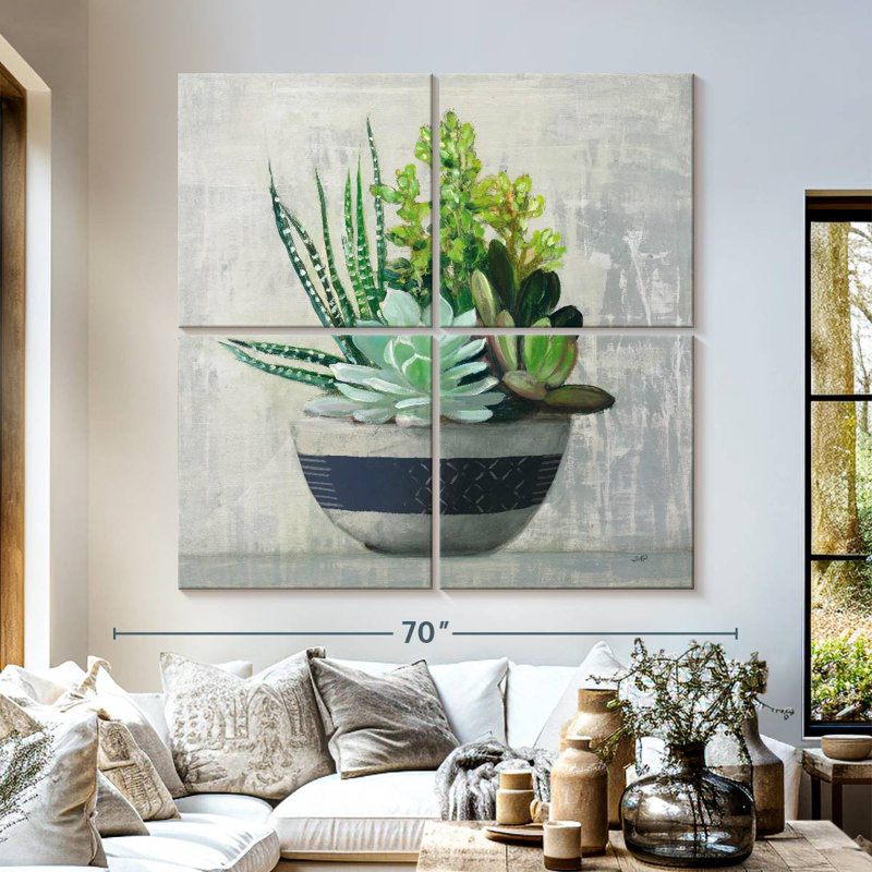 Harnek Succulent Still Life II Navy, 57" H x 57" W