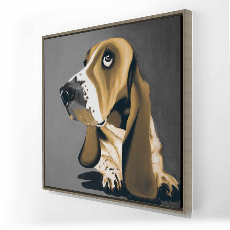 Toile encadrée dorée Basset hound - animaux modernes
