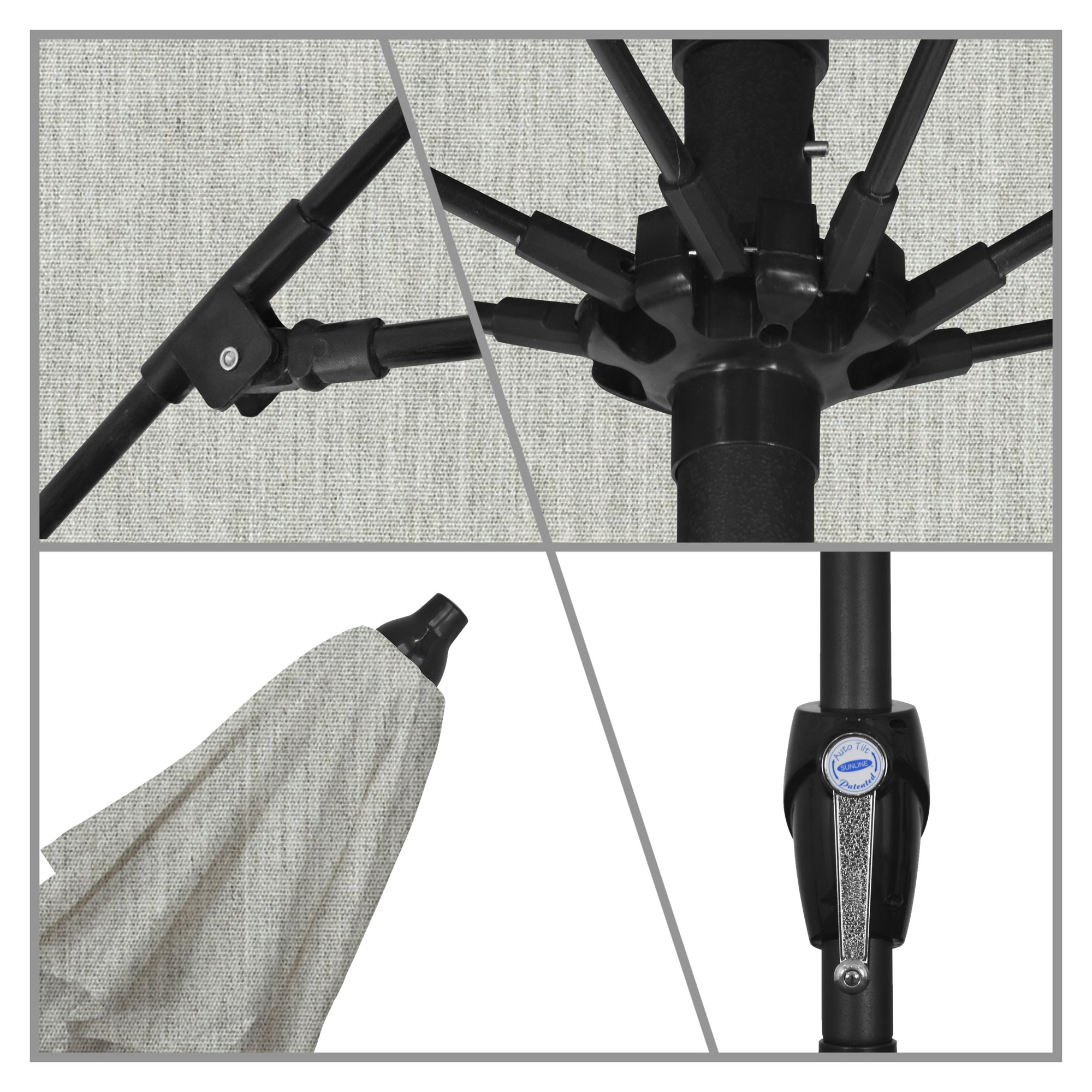 Gino 7.5' Market Sunbrella Umbrella, Canvas Granite Sunbrella® Canvas